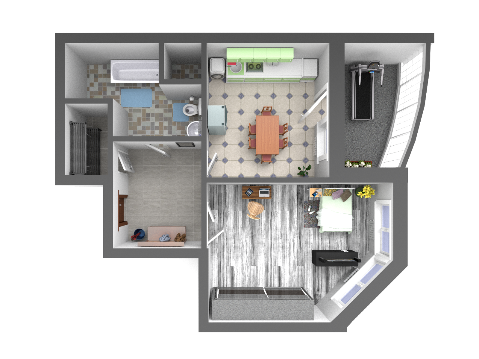 Планировка 1-комнатной квартиры.